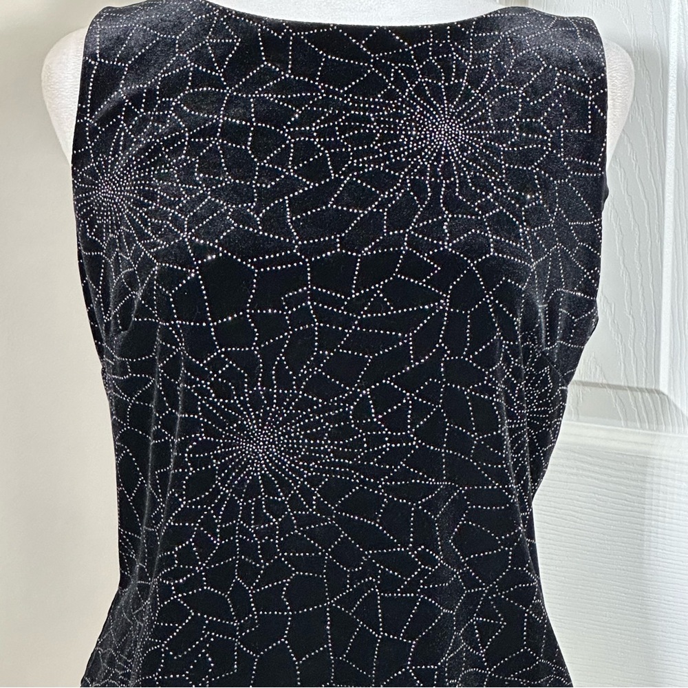 Vintage Another Tyme Velvet Floral Sleeveless Blouse size Large - Picture 4 of 8